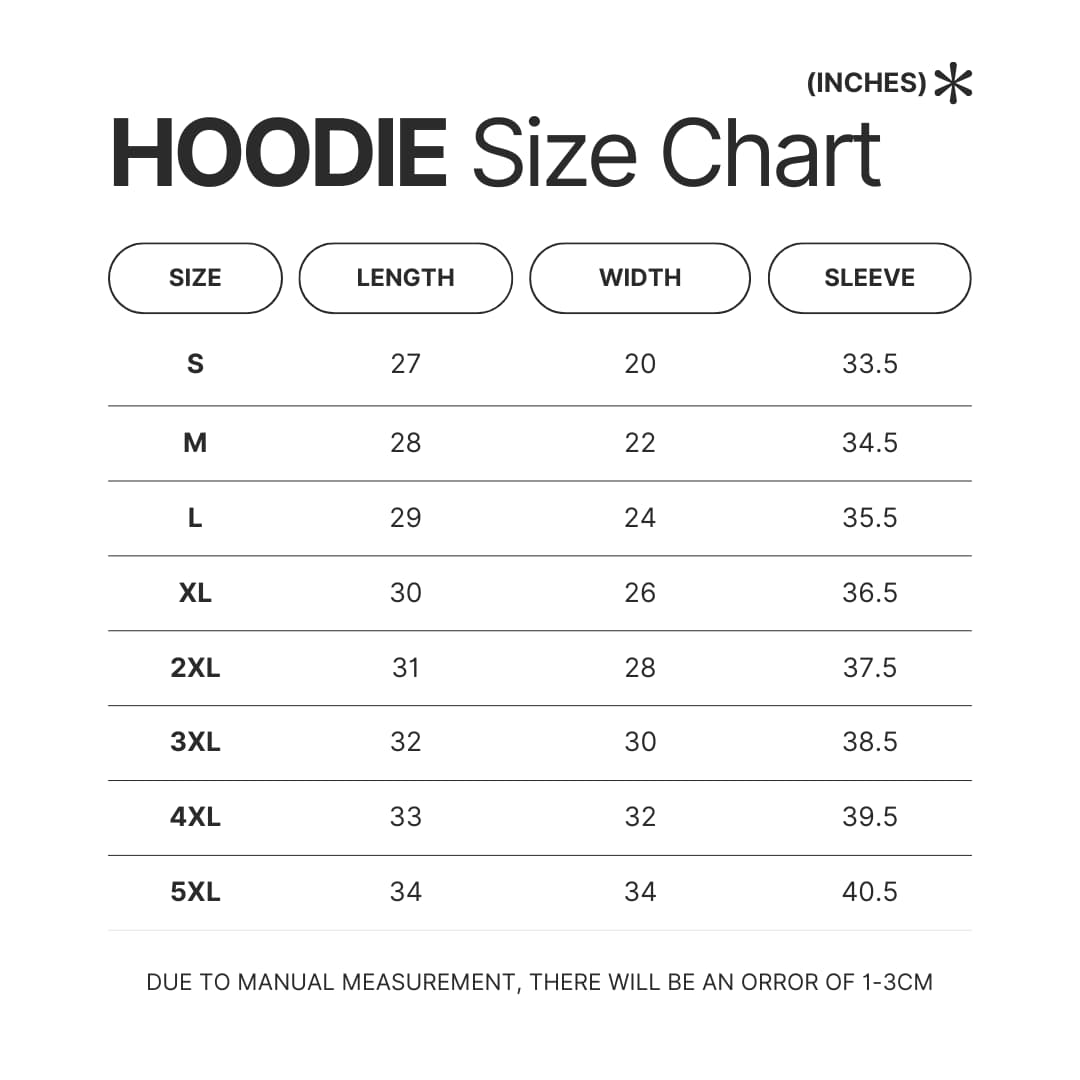 Hoodie Size Chart - Deftones UK Store