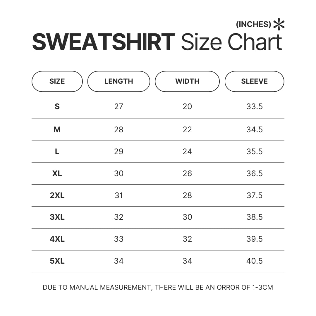 Sweatshirt Size Chart - Deftones UK Store