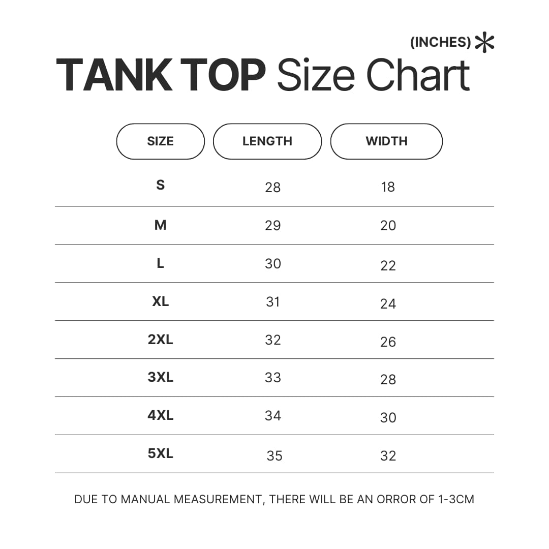 Tank Top Size Chart - Deftones UK Store