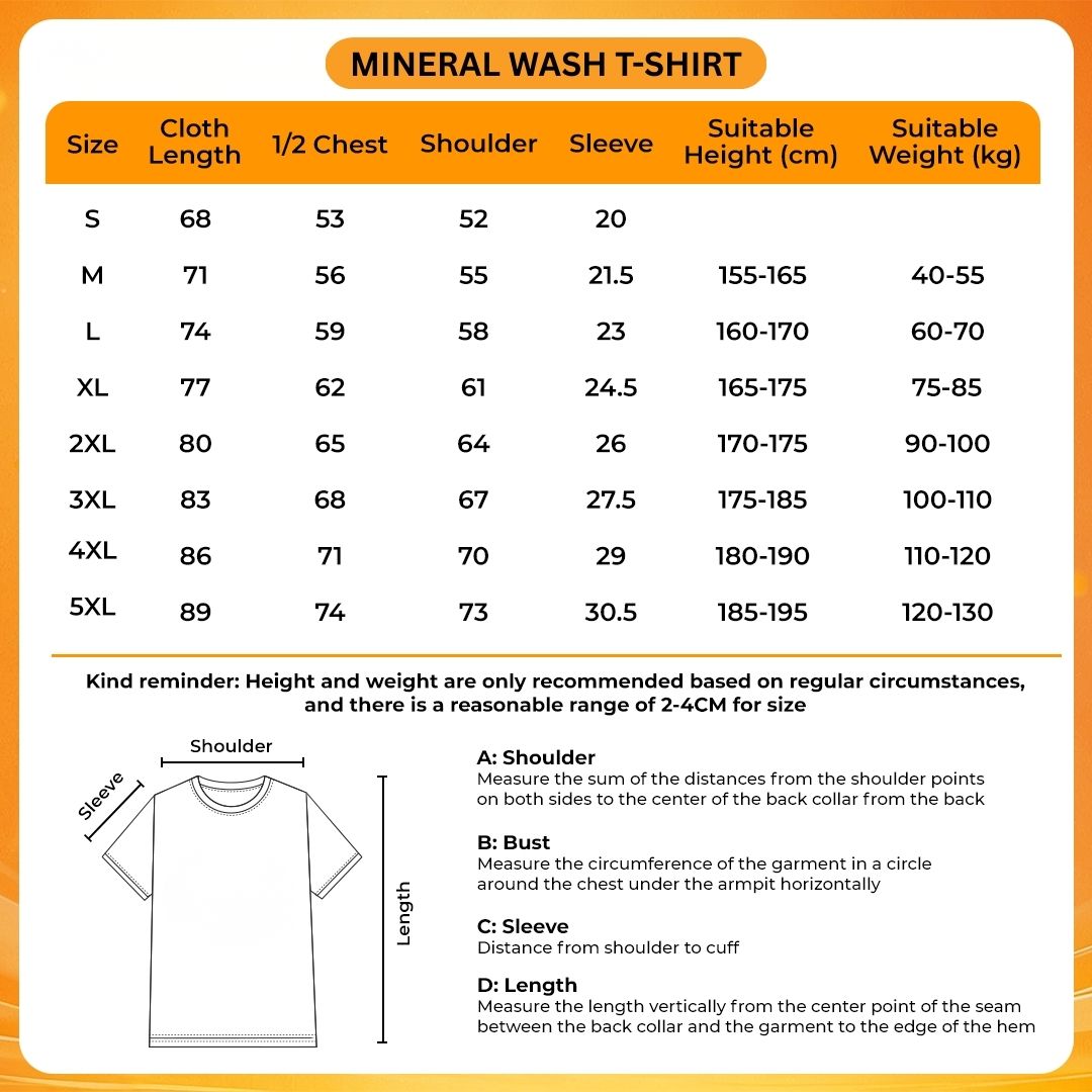 Mineral Wash T Shirt Size Chart 1 - Deftones UK Store