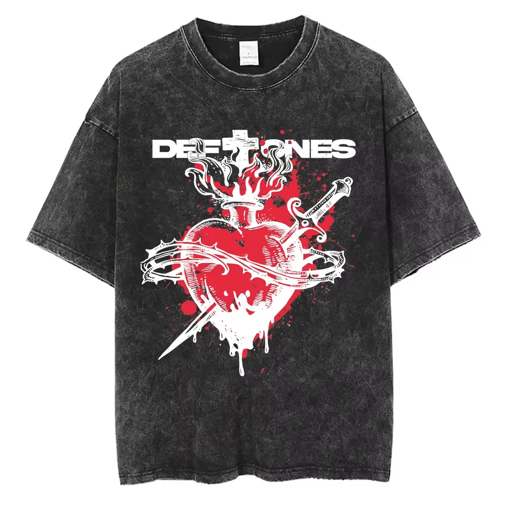 Deftones Gothic Cat Mineral Washed T-shirt